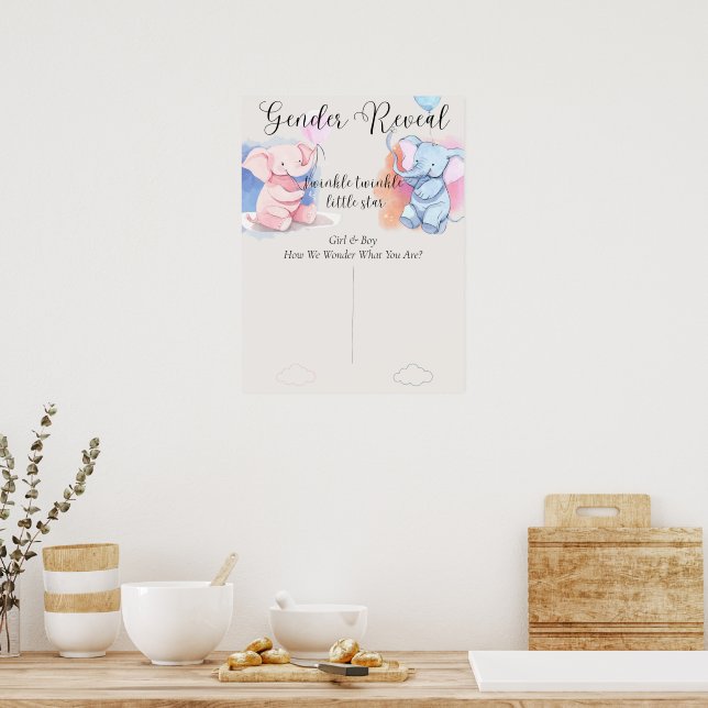 Boho Gender Reveal Gender Gissa röstning Poster (Kök)