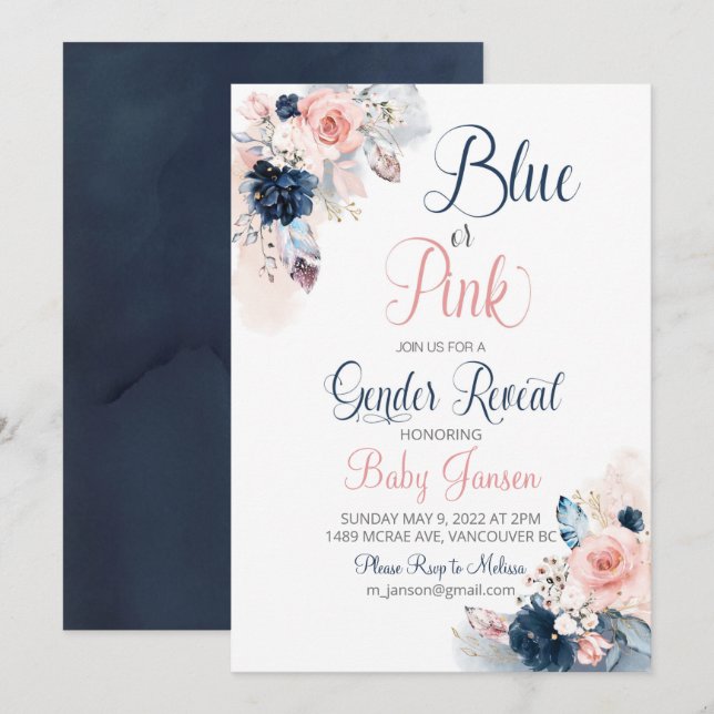 Boho Gender Reveal-inbjudan  Inbjudningar (Fram/baksida)