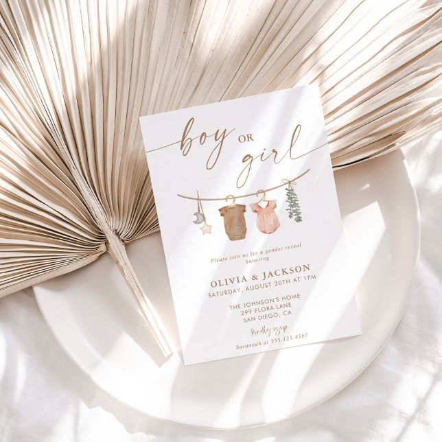 Boho Gender Reveal Inbjudan | Visa Gender av Neutr (Skapare uppladdad)