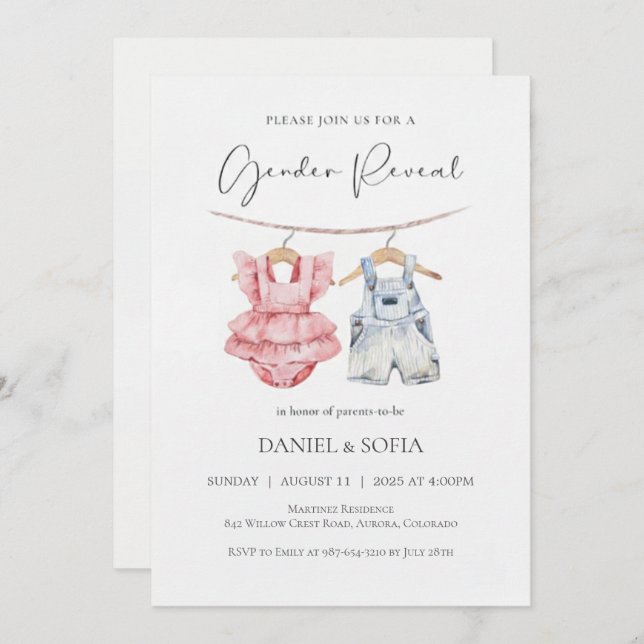 Boho Gender Reveal Invitation Neutral Baby Inbjudningar (Fram/baksida)