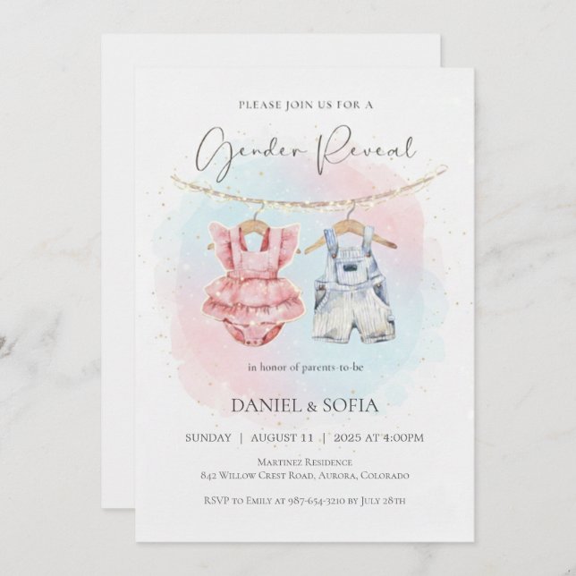 Boho Gender Reveal Invitation Neutral Baby Inbjudningar (Fram/baksida)