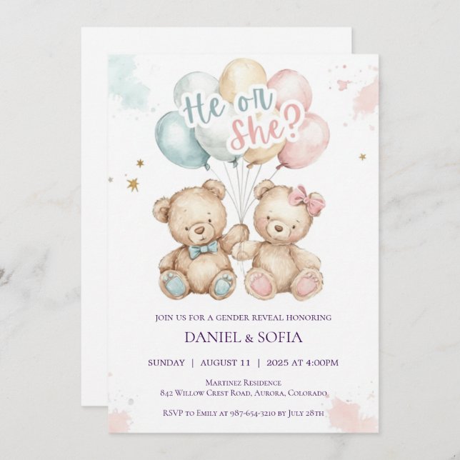 Boho Gender Reveal Invitation Neutral Baby Inbjudningar (Fram/baksida)