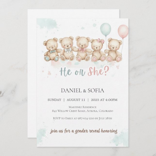 Boho Gender Reveal Invitation Neutral Baby Inbjudningar (Fram/baksida)