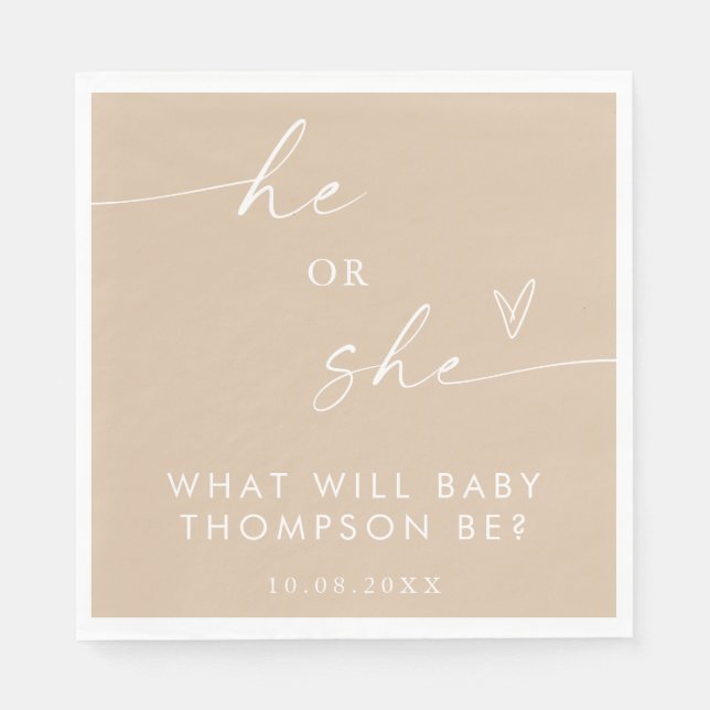 Boho Gender Reveal Pappersservett | Kön neutralt (Framsidan)