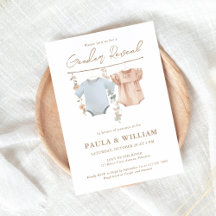 Boho Gender Reveal Party Inbjudan