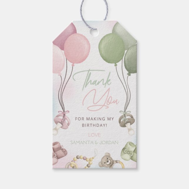 Boho Gender Reveal Tack Märkre Presentetikett (Framsidan)