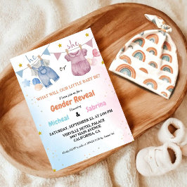 Boho Gender Reveal Vintage Baby Clothesline Inbjudningar