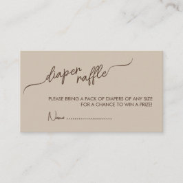 Boho genderneutral Brown Diaper Raffle Baby Shower Tilläggskort
