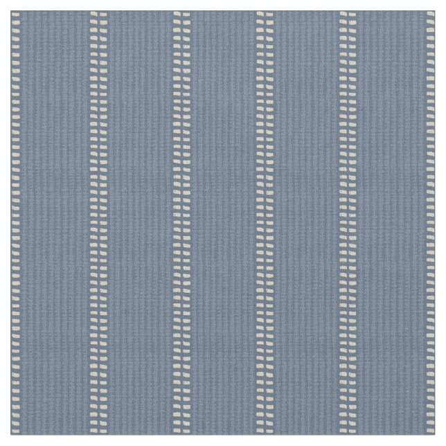 Boho geo enkla linjer beige denim blå rusticerad tyg (Närbild)