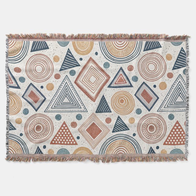 Boho Geometric Abstrakt Shapes Terracotta Mönster Filt (Framsidan)