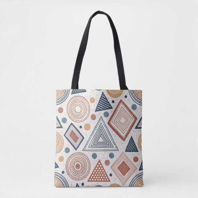 Boho Geometric Abstrakt Shapes Terracotta Mönster Tygkasse (Framsida)