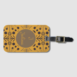 Boho Geometric Arrow Gult Personlig Bagagebricka