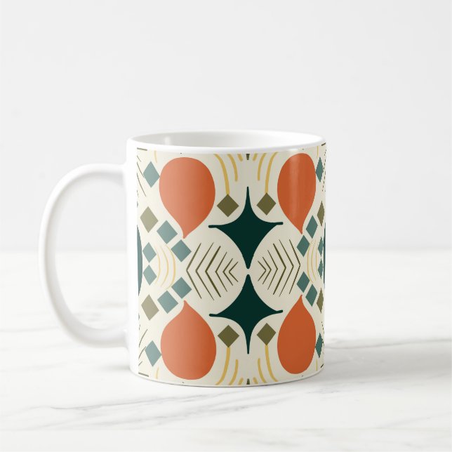 Boho Geometric Colorful Diamond Mönster Kaffemugg (Vänster)