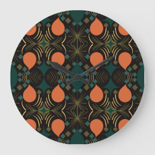 Boho Geometric Diamond Black Stor Klocka