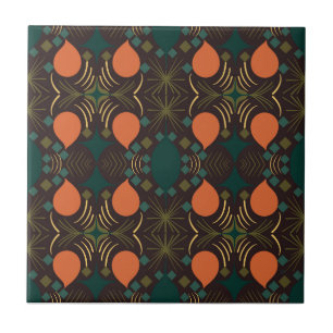 Boho Geometric Diamond Brown Kakelplatta