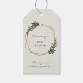 Boho Geometric Greenery Gender Neutral Baby Shower Presentetikett