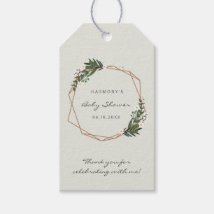 Boho Geometric Greenery Gender Neutral Baby Shower Presentetikett