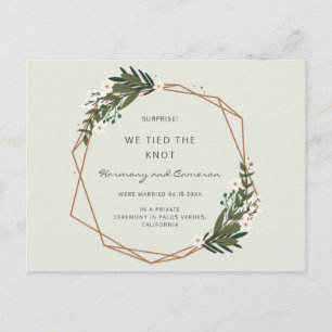 Boho Geometric Guld Greenery Bröllop Elopement Meddelande Vykort