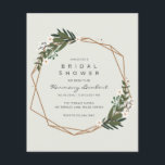 Boho Geometric Guld Greenery Budget Möhippa Flygblad<br><div class="desc">Modern Boho-budgetflygare i inbjudningskort för möhippan med din händelseinformation inuti ett guld-geometriskt ram omgivet av gröna och vita blommor. En botanisk design som är perfekt för ett bohemiskt firande under sommaren. Dessa billigtar inbjudningskort för möhippa trycks på lakan av papper för ett budgetvänligt alternativ. Ram:Designad av FreepikOBS! Dessa omfattar inte...</div>