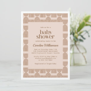 Boho Geometric Linjer Terracotta Baby Shower Inbjudningar