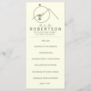 Boho Geometric Mountains   Bröllop-rackkort Program