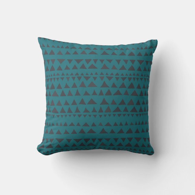 Boho Geometric Teal Tribal Print Cushion Mönster Kudde (Framsida)