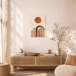 Boho Geometrisk Båge Minimal Terrakotta Abstrakt Poster