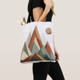 Boho Geometrisk Bergskedja | Minimalistisk Totebag Tygkasse