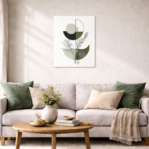 Boho Geometrisk Botanisk Grön Elegant Poster