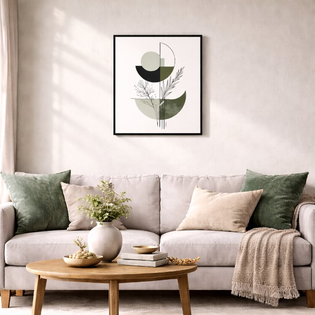 Boho Geometrisk Botanisk Grön Minimalistisk Canvastryck (Skapare uppladdad)