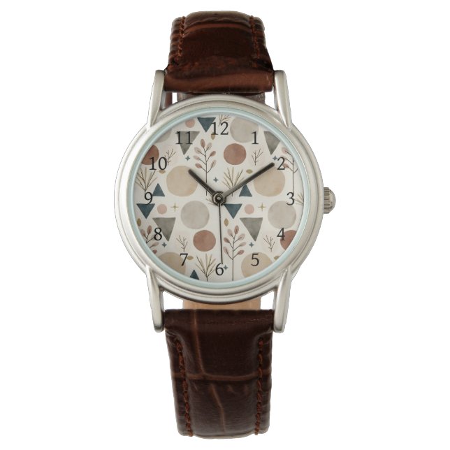 Boho Geometrisk Botanisk Mönsterdesign 385 Armbandsur (Framsida)