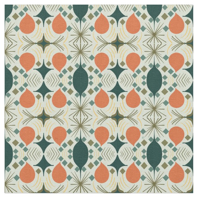 Boho Geometrisk Diamant Mint Mönster Tyg (Närbild)