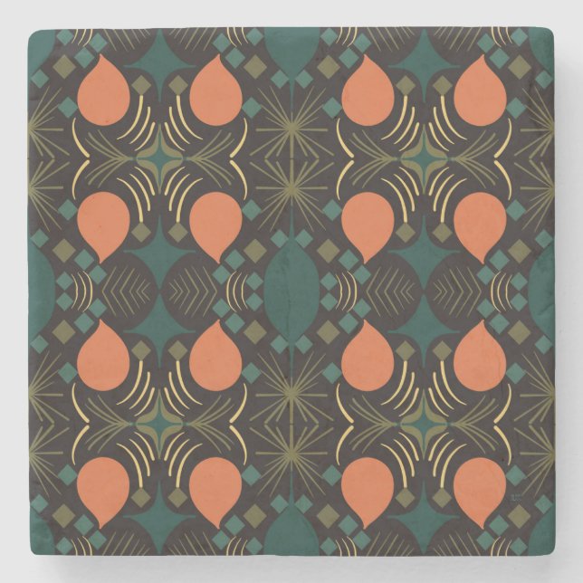 Boho Geometrisk Diamant Svart  Stenunderlägg (Framsidan)