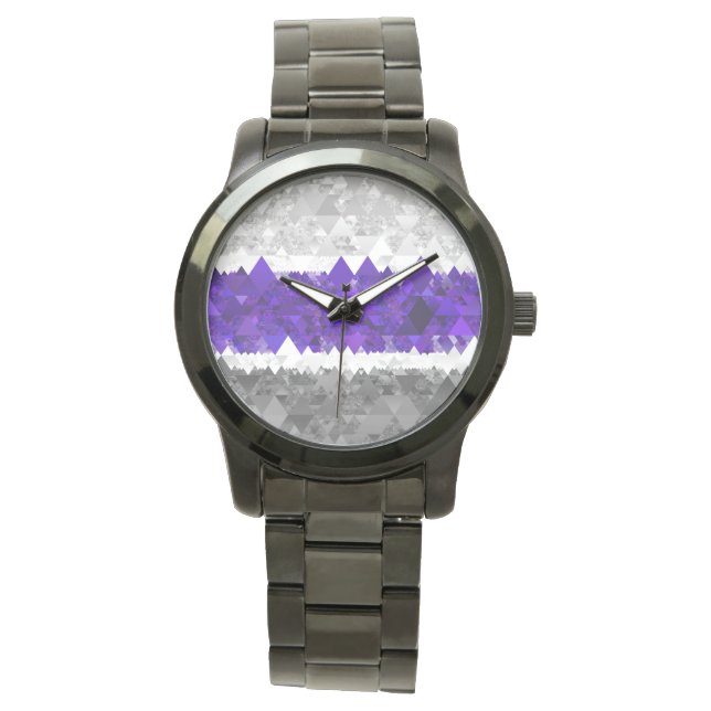 Boho Geometrisk Modern Retro Greygender Pride Flag Armbandsur (Framsida)
