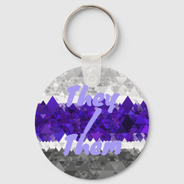 Boho Geometrisk Modern Retro Greygender Pride Flag Nyckelring (Framsida)