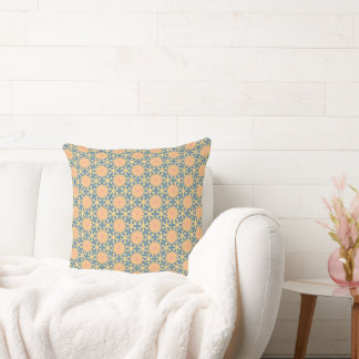 Boho, geometrisk orange och blå 20-tumskudde. kudde