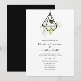 Boho Geometrisk Terrarium Blommig Bröllop Inbjudningar