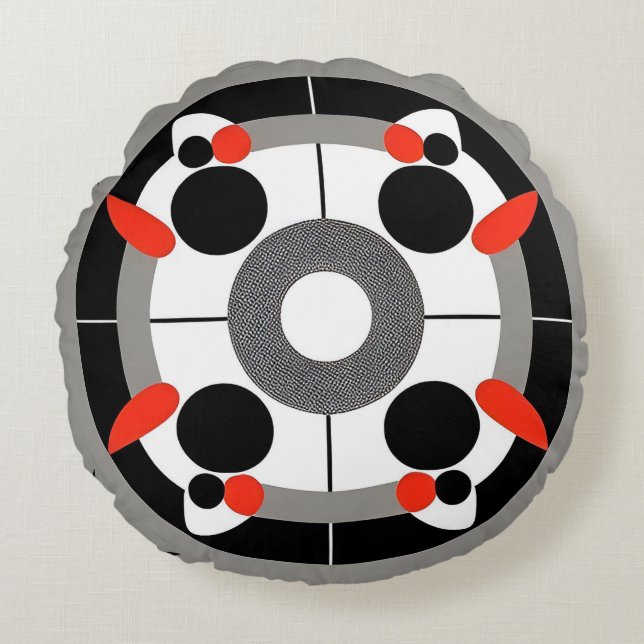 Boho Geometrisk Vibrerande Flerfärgad Symmetrisk Rund Kudde (Framsidan)