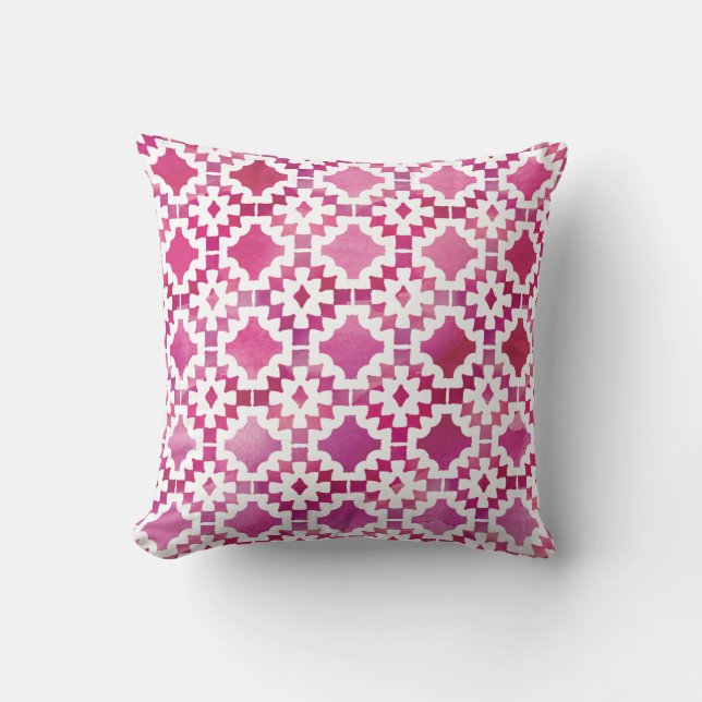 Boho geometriska vattenfärgPinks Kudde (Framsida)