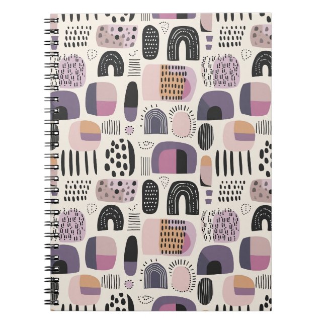 Boho Geometriskt Abstrakt Mönster Anteckningsbok (Framsidan)