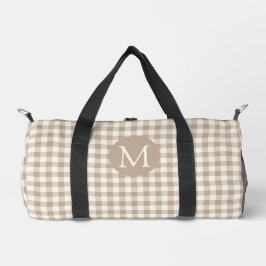 Boho Gingham Mönster Randig Check Neutral Monogram