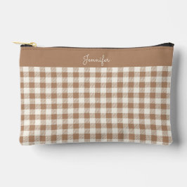 Boho Gingham Mönster Randigt Rutigt Brun Namn