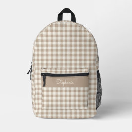 Boho Gingham Mönster Randigt Schackrutigt Neutral