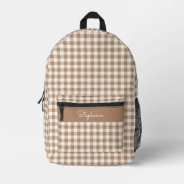 Boho Gingham Mönster Rutig Brun Namn
