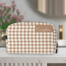Boho Gingham Mönster Rutig Randig Brun Namn