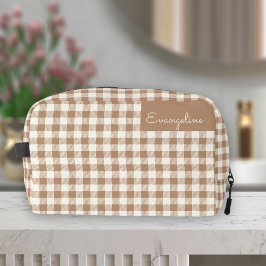 Boho Gingham Mönster Rutig Randig Brun Namn