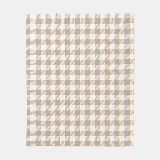 Boho Gingham Mönster Rutigt Neutralt Fleecefilt (Framsidan)
