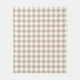 Boho Gingham Pattern Plaid Checkered Neutral Fleecefilt