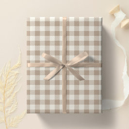 Boho Gingham Pattern Plaid Checkered Neutral Presentpapper