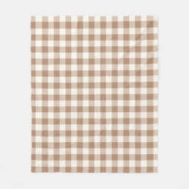 Boho Gingham Pattern Plaid Checkered Tan Brown Fleecefilt